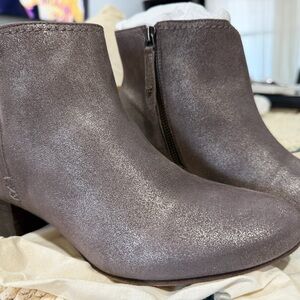 Trask Metallic Gray Ankle Booties